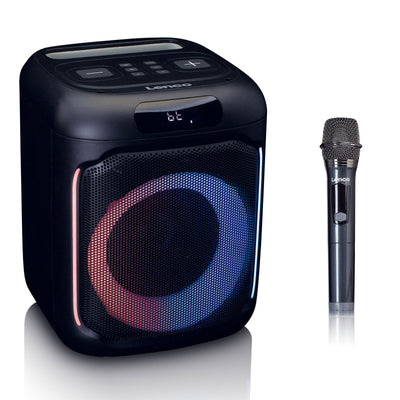 Lenco PA-101BK - Enceinte Bluetooth avec effets lumineux LED - 100W RMS, USB, autonomie de batterie de 14 heures - Noir