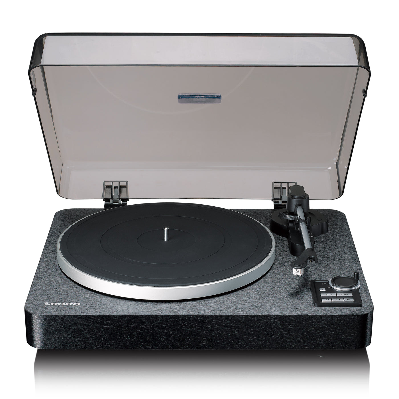 Lenco LBTA-165BK - Platine vinyle entièrement automatique avec transmission Bluetooth® et préamplificateur - Plateau et bras de lecture en métal - Noir