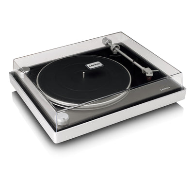 Lenco L-455BK - Platine vinyle avec entraînement par courroie visible, cadre en aluminium brossé et cellule à aimant mobile Ortofon 2M RED - Noir