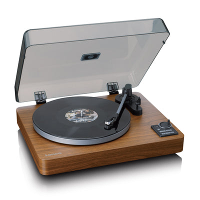 Lenco LBTA-165WD - Platine vinyle entièrement automatique avec transmission Bluetooth® et préamplificateur - Plateau et bras de lecture en métal - Bois