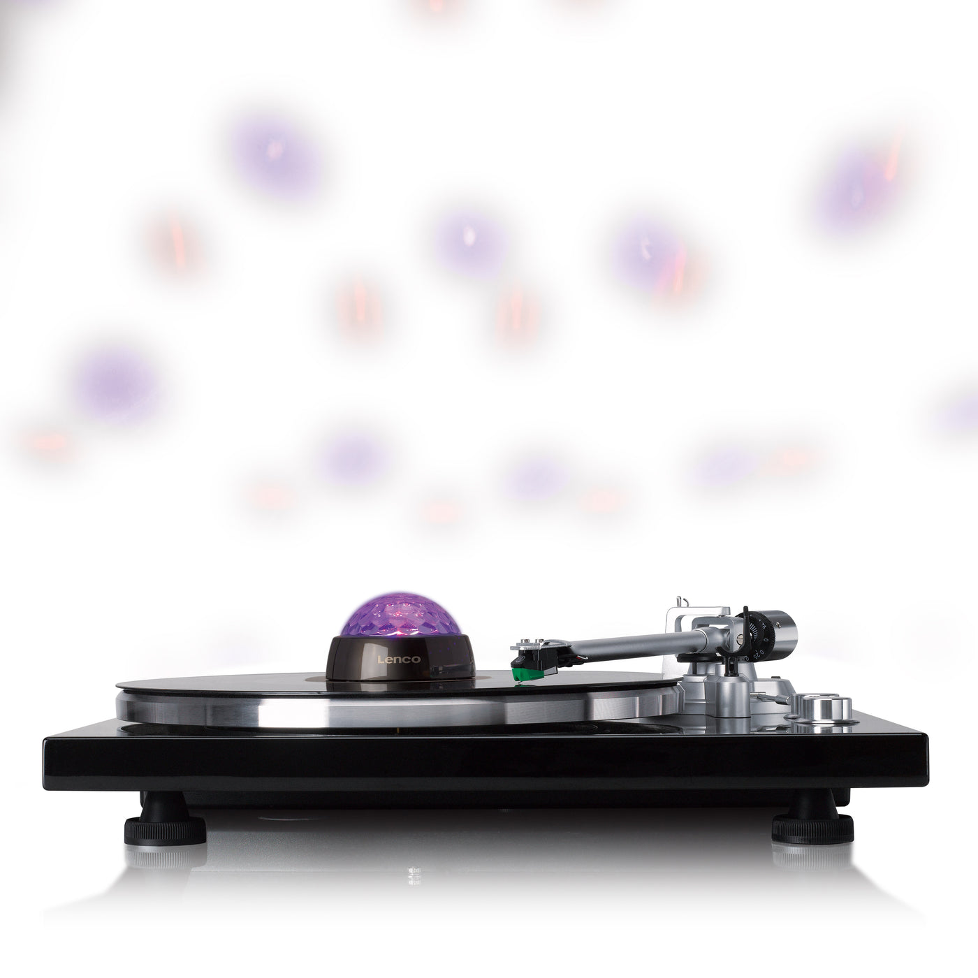 Lenco TTA-180TN - Stabilisateur vinyle avec effets lumineux RGB - Poids de pression pour platine vinyle de 250 g et boule disco en un – Titane