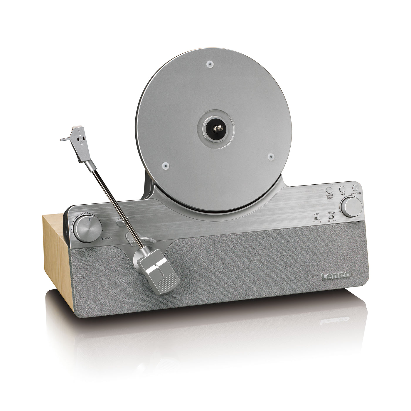 Lenco LSA-071SI - Platine vinyle verticale entièrement automatique avec haut-parleurs intégrés et Bluetooth® - Argent