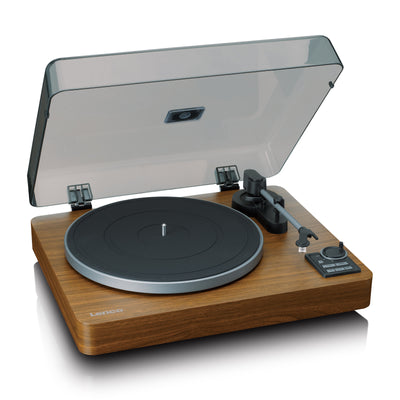 Lenco LBTA-165WD - Platine vinyle entièrement automatique avec transmission Bluetooth® et préamplificateur - Plateau et bras de lecture en métal - Bois