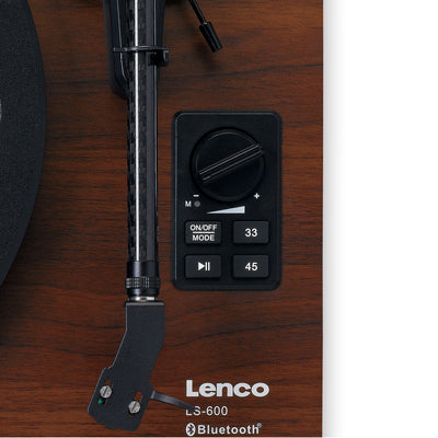 Lenco LS-600WA -Tourne-disque avec amplificateur intégré et Bluetooth® plus 2 haut-parleurs externes - Noyer