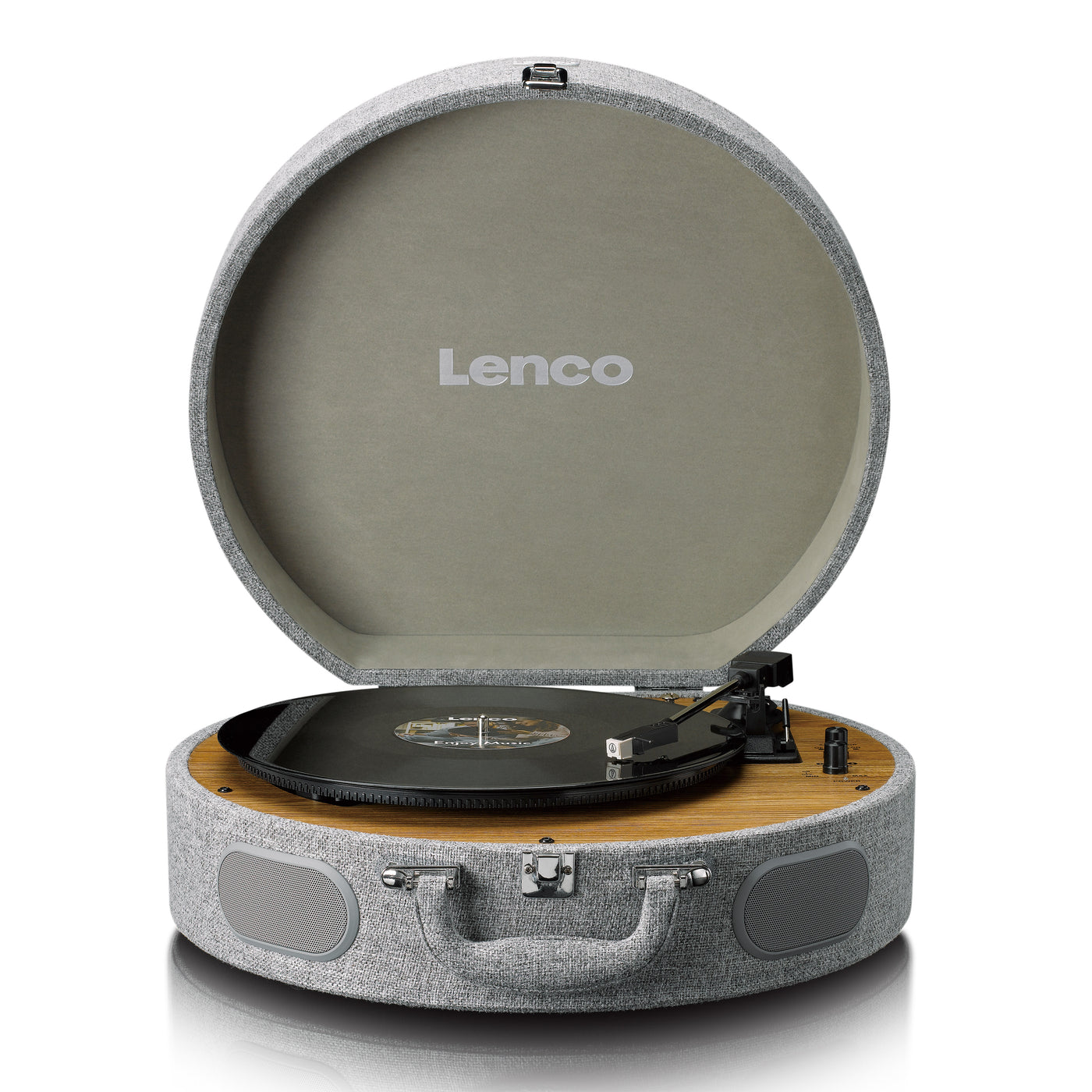 Lenco LS-66GY - Platine vinyle rétro en bois avec haut-parleurs intégrés, Bluetooth® et cellule AT3600L - Gris