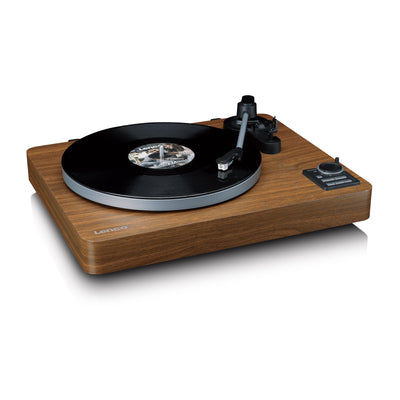 Lenco LBTA-165WD - Platine vinyle entièrement automatique avec transmission Bluetooth® et préamplificateur - Plateau et bras de lecture en métal - Bois