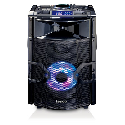 Lenco PMX-250 - Enceinte/table de mixage DJ haute puissance avec Bluetooth®, USB, radio FM et éclairages - Noir