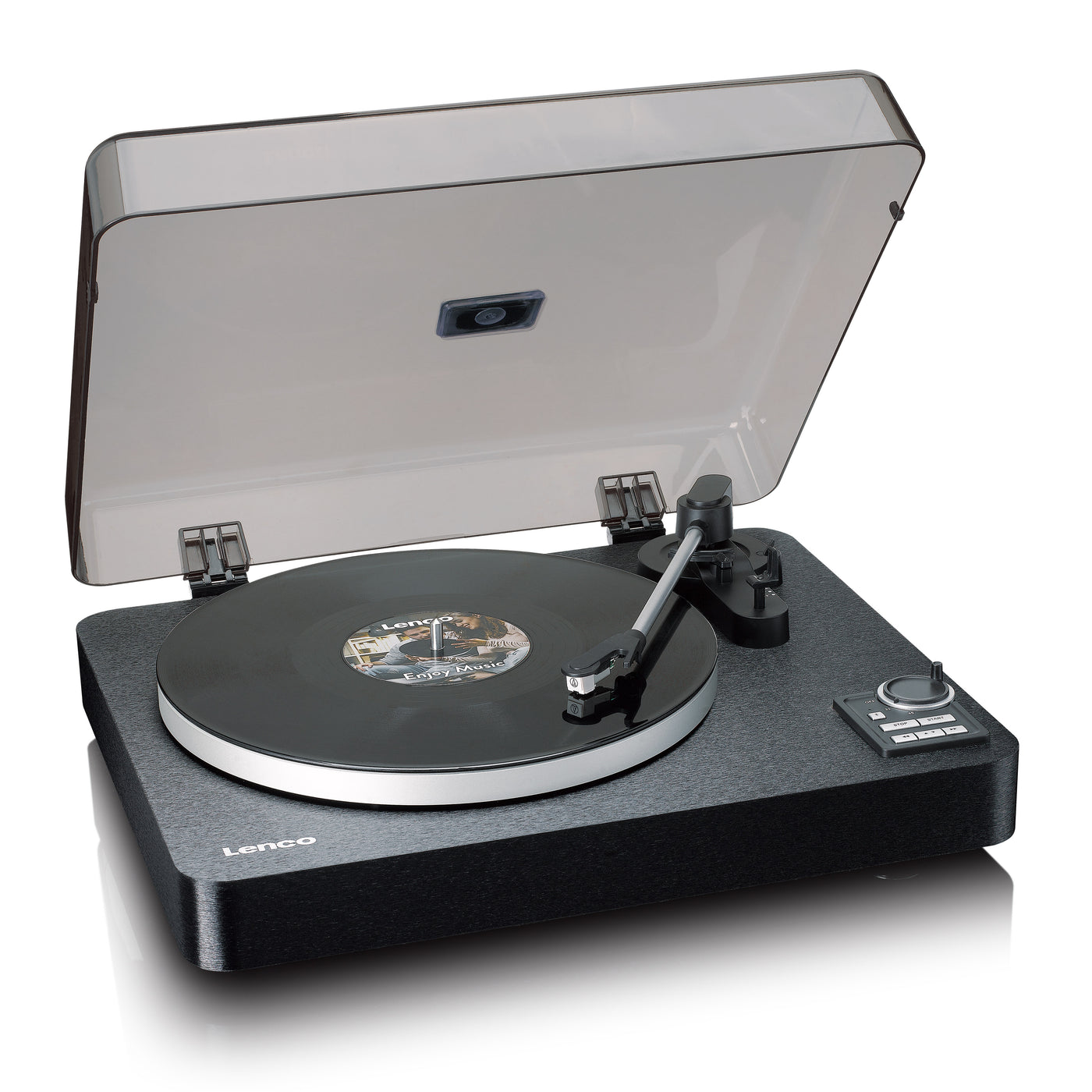 Lenco LBTA-165BK - Platine vinyle entièrement automatique avec transmission Bluetooth® et préamplificateur - Plateau et bras de lecture en métal - Noir