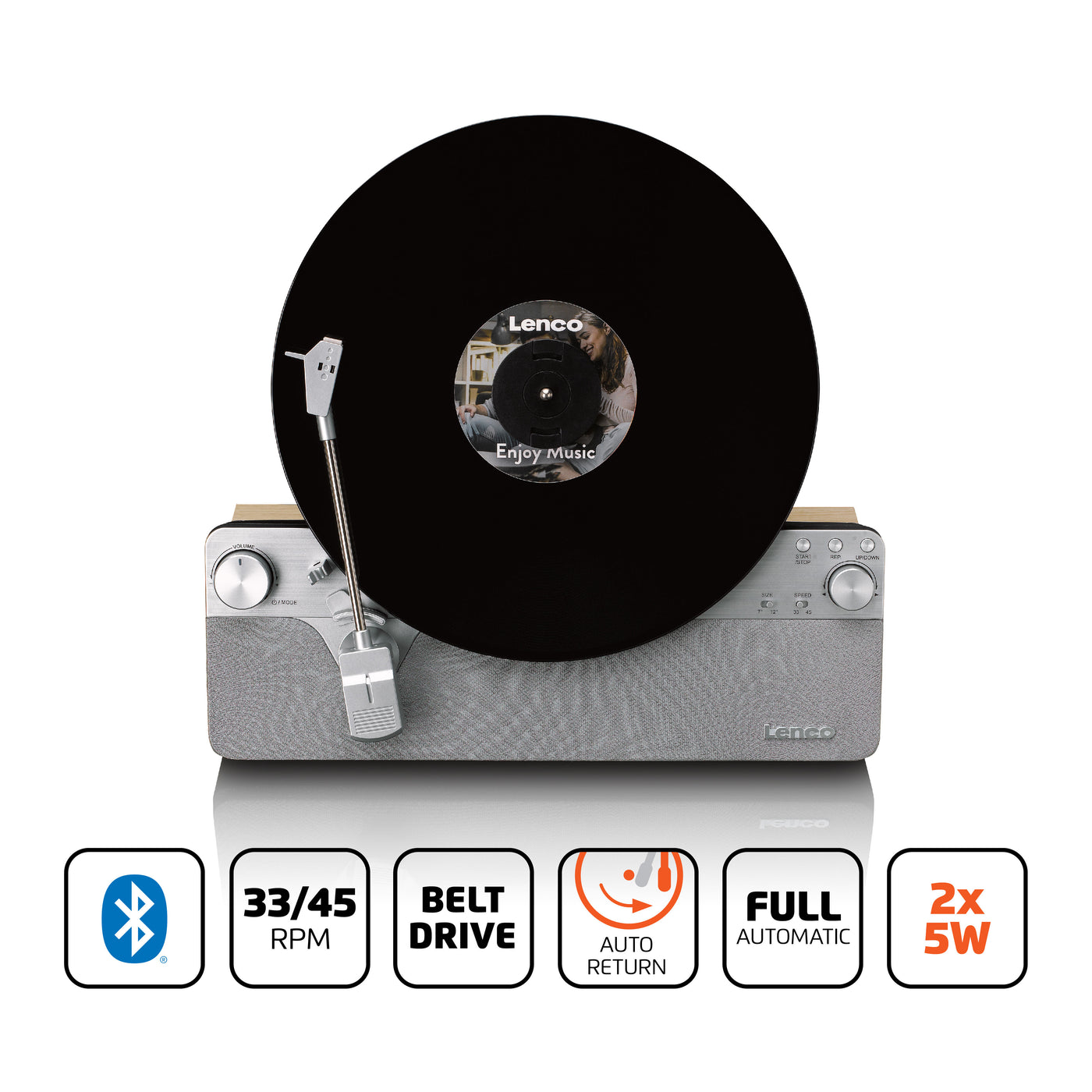 Lenco LSA-071SI - Platine vinyle verticale entièrement automatique avec haut-parleurs intégrés et Bluetooth® - Argent