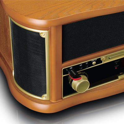 Classic Phono TCD-2571WD - Platine vinyle rétro en bois avec Bluetooth®, radio DAB+/FM, encodage USB, lecteur CD, lecteur de cassette et haut-parleurs intégrés - Bois