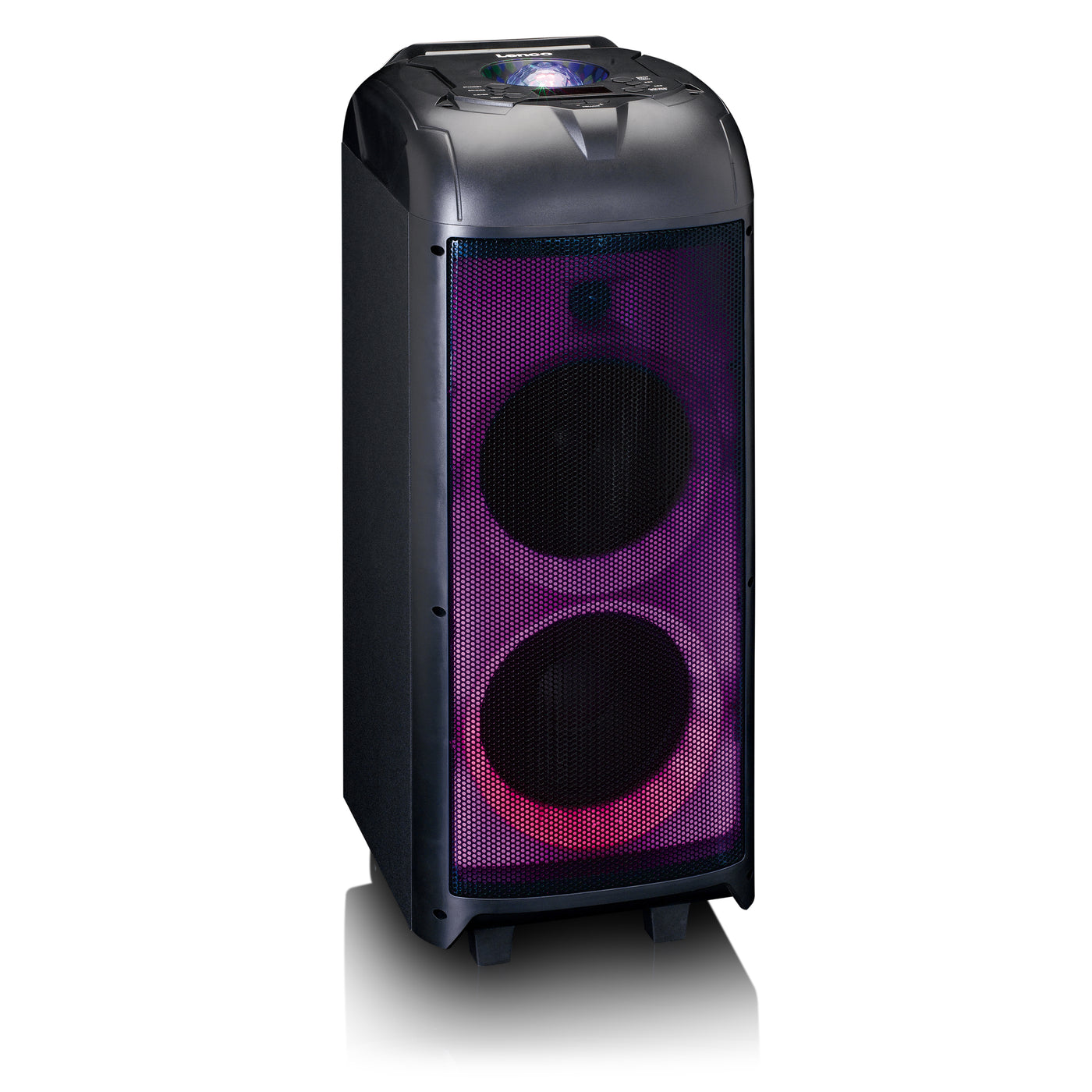 Lenco - PA-260BK - Enceinte, jeu de lumières frontal en boule disco