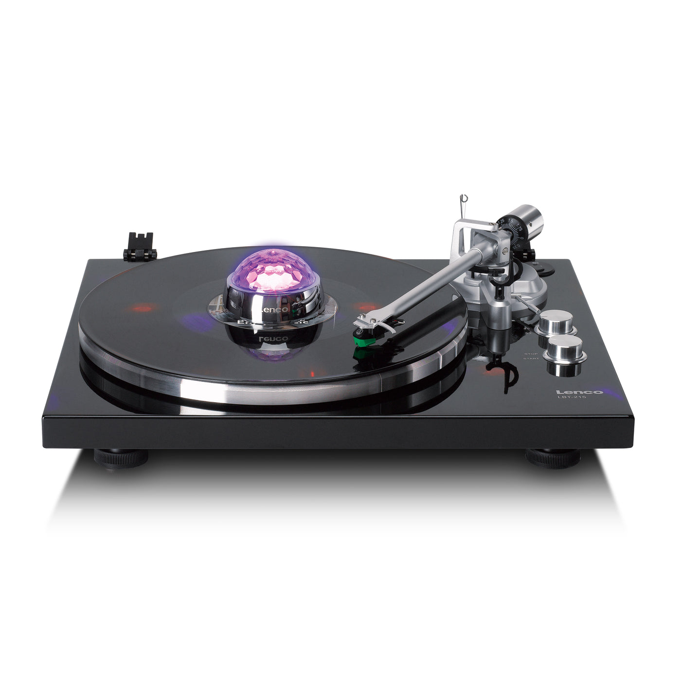 Lenco TTA-080SI - Stabilisateur vinyle avec effets lumineux RGB - Poids de pression pour platine vinyle de 250 g et boule disco en un – Argent