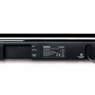 Lenco SB-080 BK - Barre de son 90 cm - 80 Watts connexions Bluetooth®, USB et HDMI subwoofer intégré - Noir