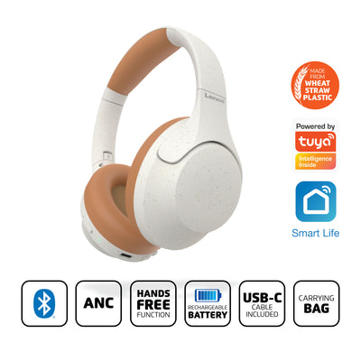 Lenco HPB-830GY - Casque sans fil Bluetooth® avec réduction de bruit active et microphones intégrés - Gris/Blanc