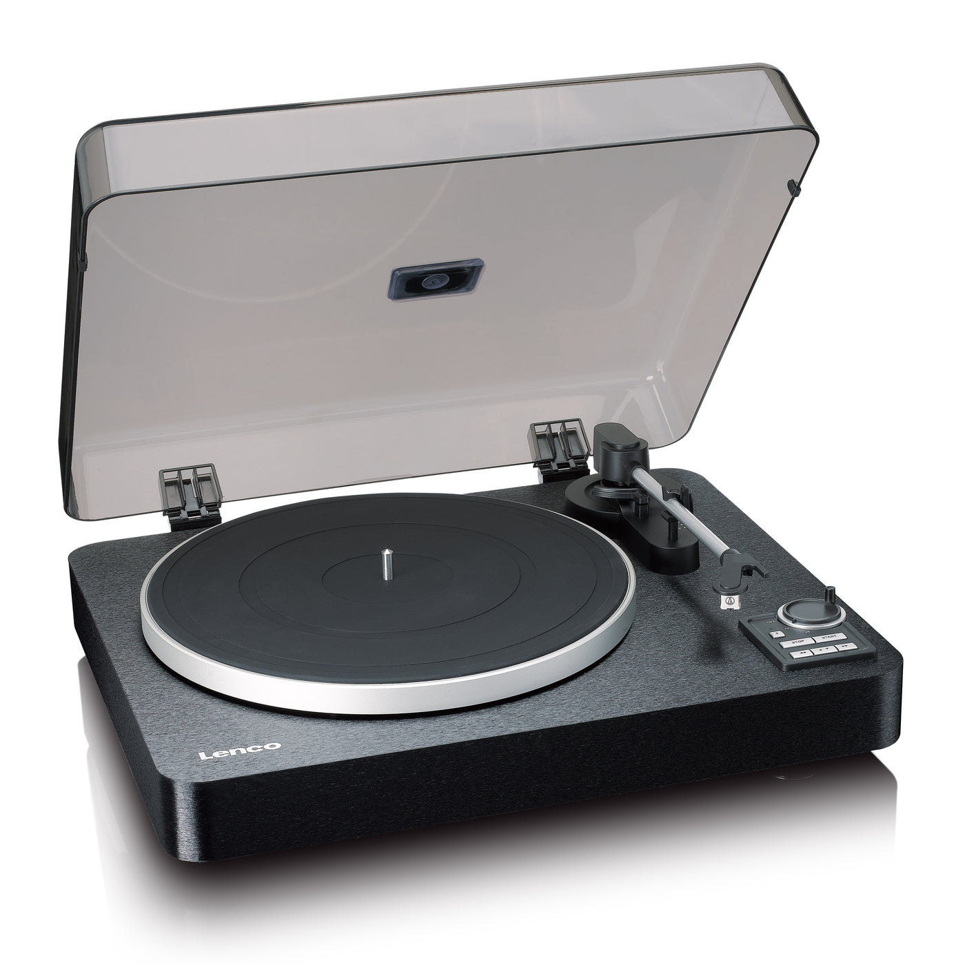 Lenco LBTA-165BK - Platine vinyle entièrement automatique avec transmission Bluetooth® et préamplificateur - Plateau et bras de lecture en métal - Noir