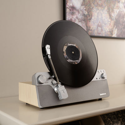 Lenco LSA-071SI - Platine vinyle verticale entièrement automatique avec haut-parleurs intégrés et Bluetooth® - Argent