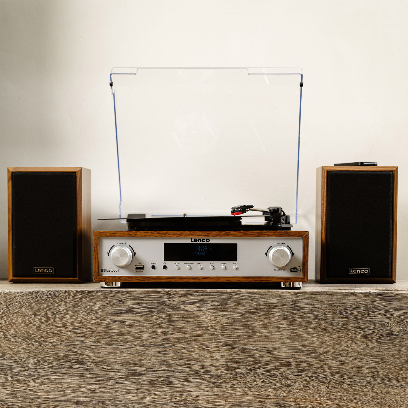 Lenco MC-160WD - Ensemble stéréo HiFi avec platine vinyle, radio DAB+/FM et Bluetooth® - Bois