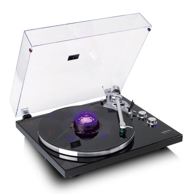 Lenco TTA-180TN - Stabilisateur vinyle avec effets lumineux RGB - Poids de pression pour platine vinyle de 250 g et boule disco en un – Titane