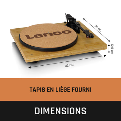 Lenco LBT-335BA - Platine vinyle avec Bluetooth®, boîtier en véritable bambou et cellule Ortofon 2M Red