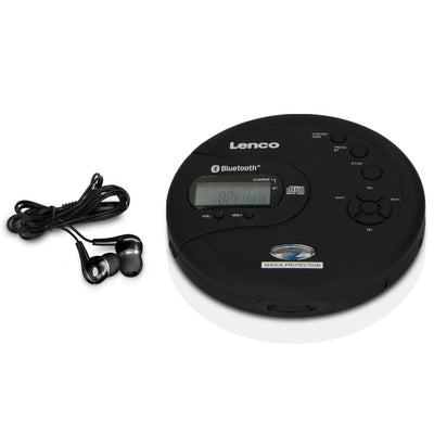 Lenco CD-300BK - Lecteur CD/MP3 Bluetooth® portable avec protection antichoc - Noir