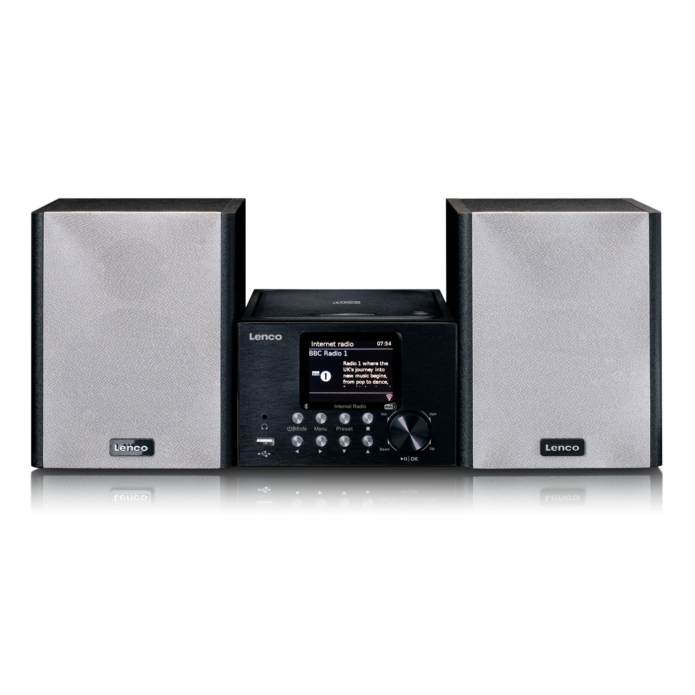 Lenco MC-250BK - Micro-chaîne avec radio intelligente, lecteur CD/USB, internet, DAB+, Bluetooth® - Noir