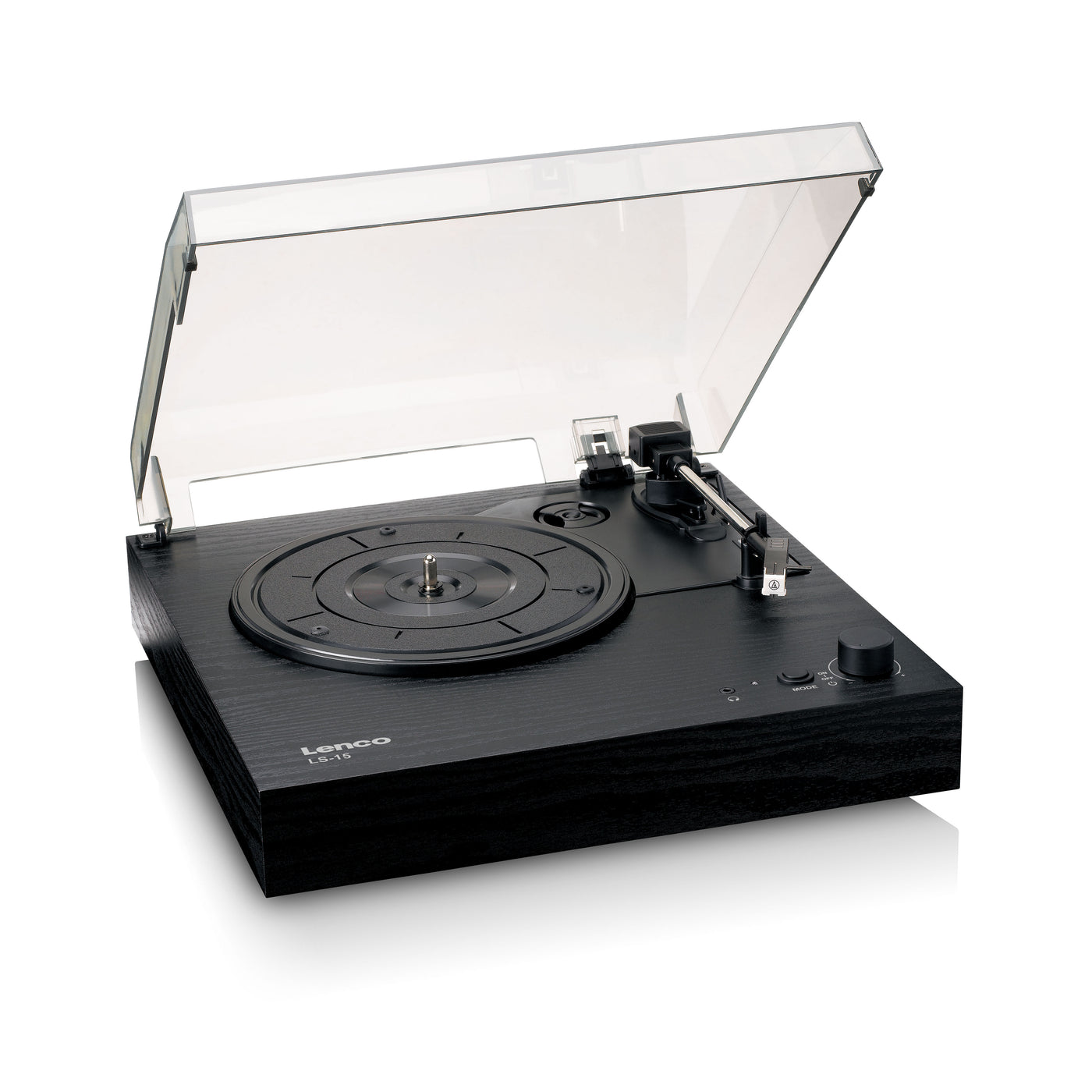 Lenco LS-15BK - Platine vinyle avec Bluetooth®, deux haut-parleurs intégrés et cellule AT3600L - Noir