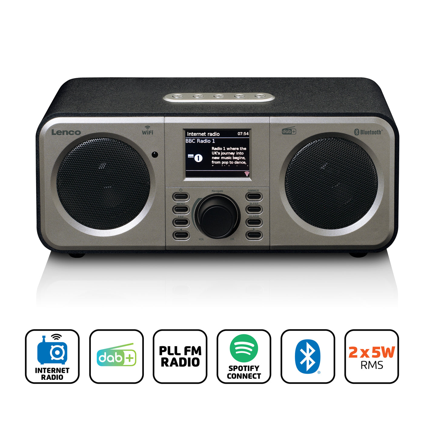 Lenco DIR-141BK - Radio internet avec DAB+, Bluetooth® et Spotify Connect, noir