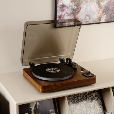 Lenco LBTA-165WD - Platine vinyle entièrement automatique avec transmission Bluetooth® et préamplificateur - Plateau et bras de lecture en métal - Bois