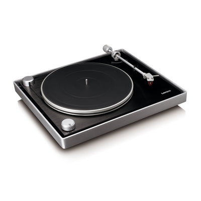 Lenco L-455BK - Platine vinyle avec entraînement par courroie visible, cadre en aluminium brossé et cellule à aimant mobile Ortofon 2M RED - Noir