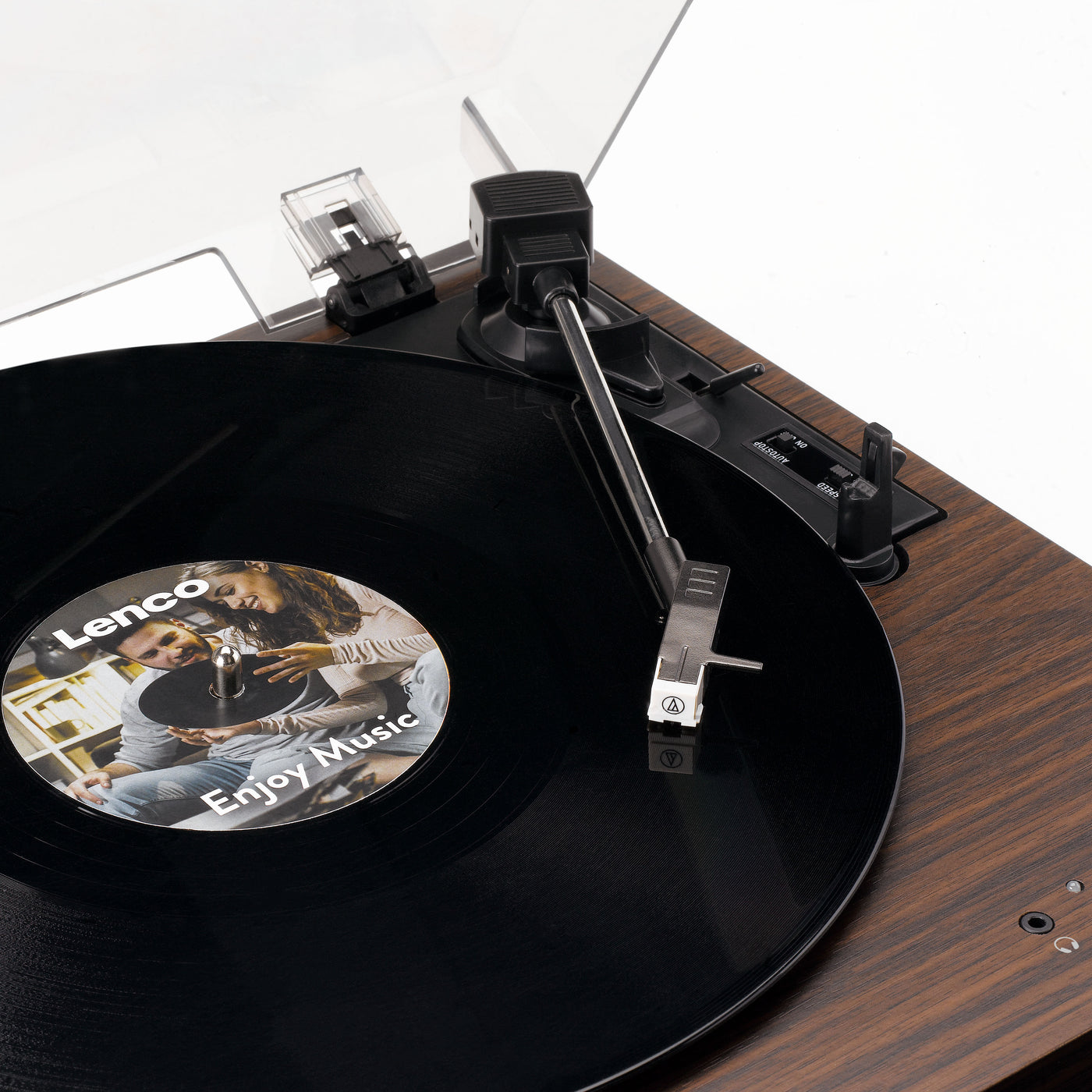 Lenco LS-15WD - Platine vinyle avec Bluetooth®, deux haut-parleurs intégrés et cellule AT3600L - Bois