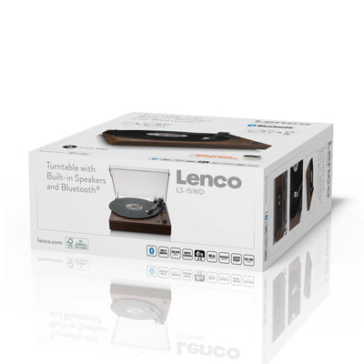 Lenco LS-15WD - Platine vinyle avec Bluetooth®, deux haut-parleurs intégrés et cellule AT3600L - Bois