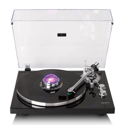 Lenco TTA-080SI - Stabilisateur vinyle avec effets lumineux RGB - Poids de pression pour platine vinyle de 250 g et boule disco en un – Argent