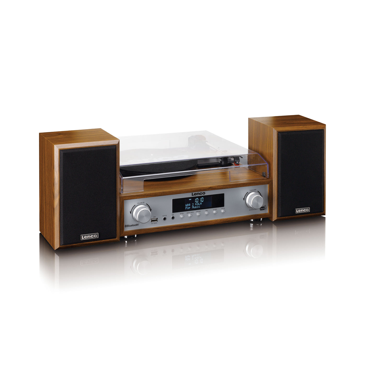 Lenco MC-160WD - Ensemble stéréo HiFi avec platine vinyle, radio DAB+/FM et Bluetooth® - Bois