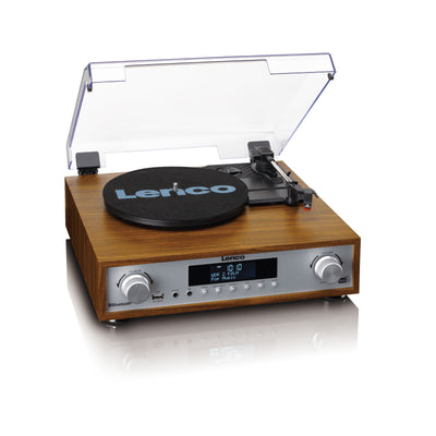 Lenco MC-160WD - Ensemble stéréo HiFi avec platine vinyle, radio DAB+/FM et Bluetooth® - Bois