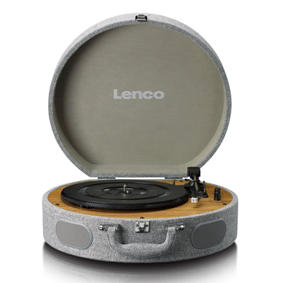 Lenco LS-66GY - Platine vinyle rétro en bois avec haut-parleurs intégrés, Bluetooth® et cellule AT3600L - Gris