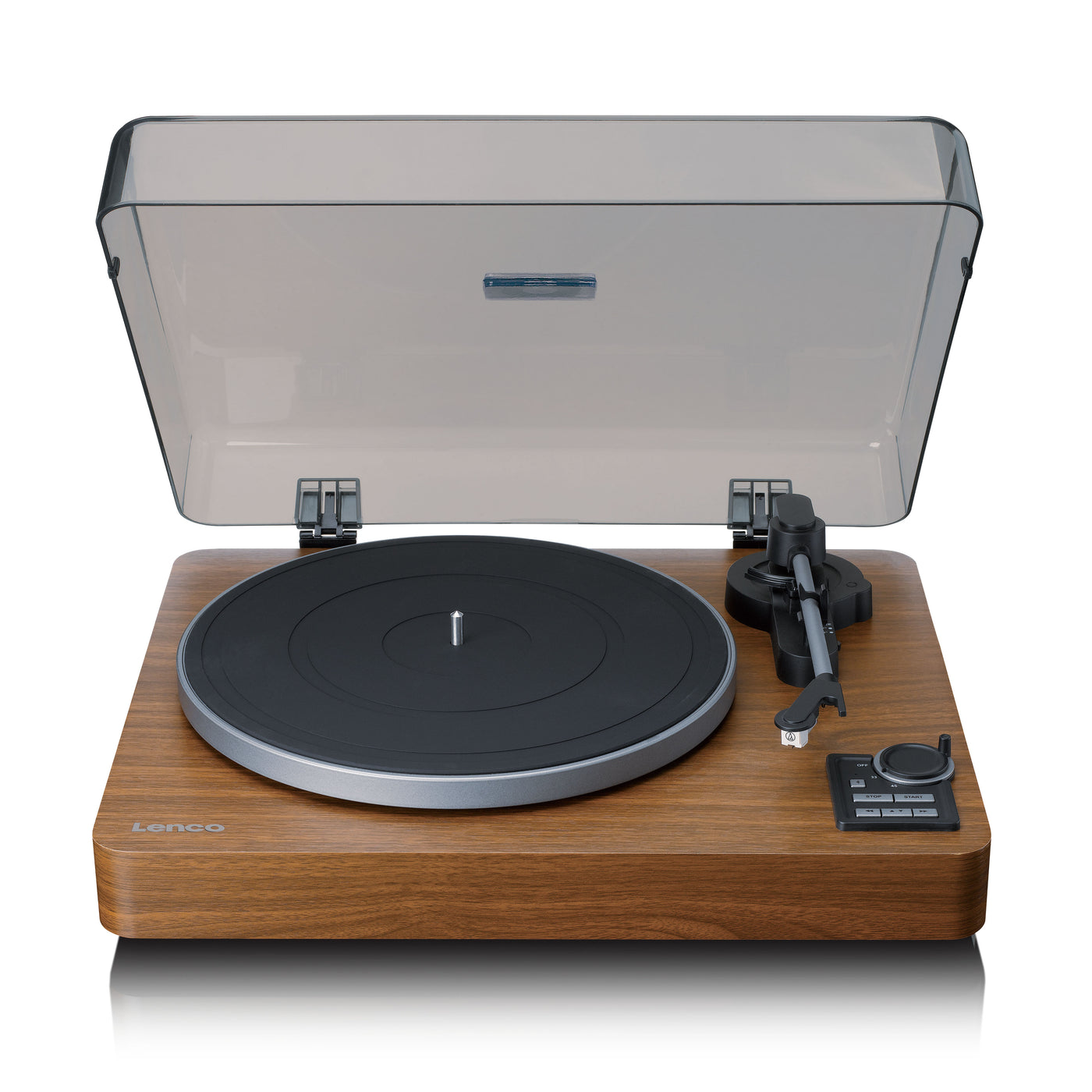 Lenco LBTA-165WD - Platine vinyle entièrement automatique avec transmission Bluetooth® et préamplificateur - Plateau et bras de lecture en métal - Bois