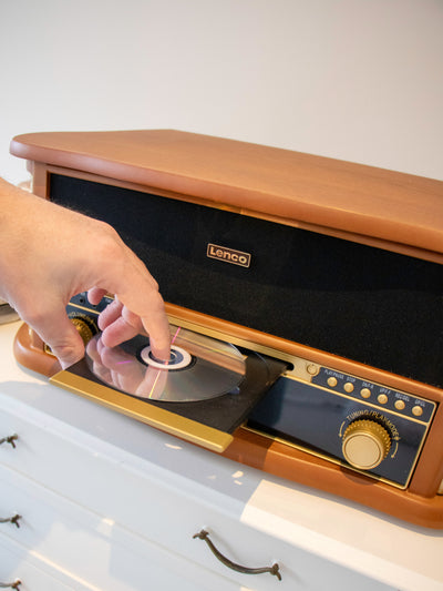 Classic Phono TCD-2571WD - Platine vinyle rétro en bois avec Bluetooth®, radio DAB+/FM, encodage USB, lecteur CD, lecteur de cassette et haut-parleurs intégrés - Bois