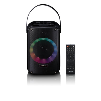 LENCO BTC-060BK - Ensemble de karaoké avec Bluetooth®, batterie rechargeable, microphone karaoké sans fil et éclairage LED disco - Noir