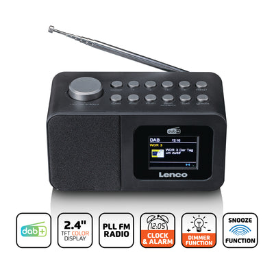 Lenco CR-625BK - Radio réveil DAB+/FM avec écran couleur, mise en veille programmable et fonction double alarme - Noir